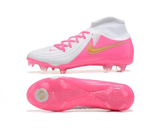 Nike Phantom Luna Elite FG High Top Peach White Gold Soccer Cleats For Men