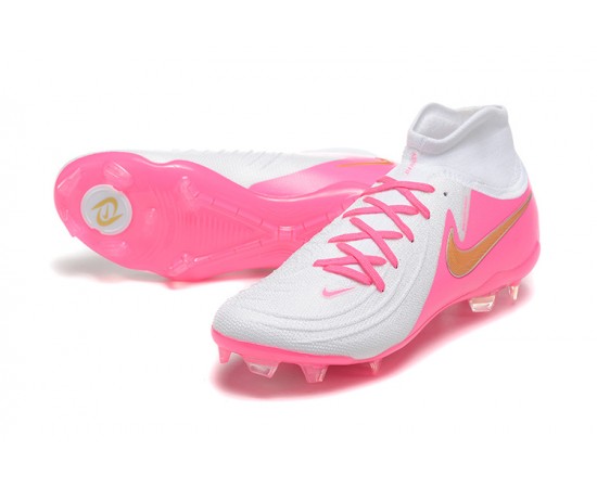 Nike Phantom Luna Elite FG High Top Peach White Gold Soccer Cleats For Men