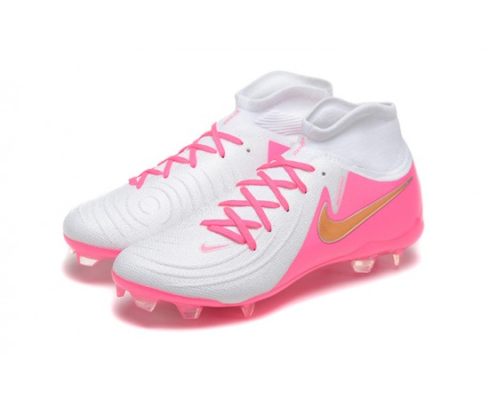 Nike Phantom Luna Elite FG High Top Peach White Gold Soccer Cleats For Men