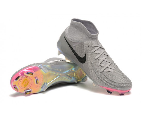 Nike Phantom Luna Elite FG High Top Pink Grey Black Soccer Cleats For Men