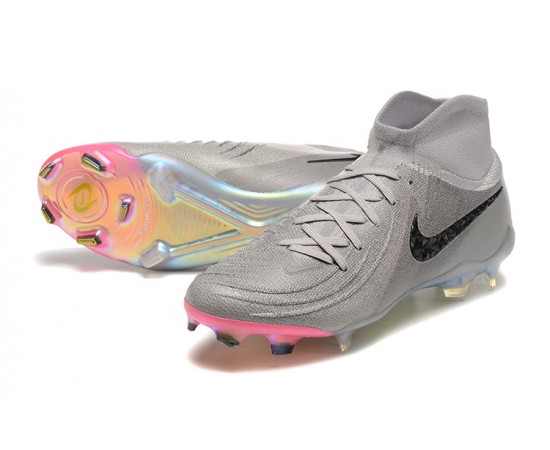 Nike Phantom Luna Elite FG High Top Pink Grey Black Soccer Cleats For Men