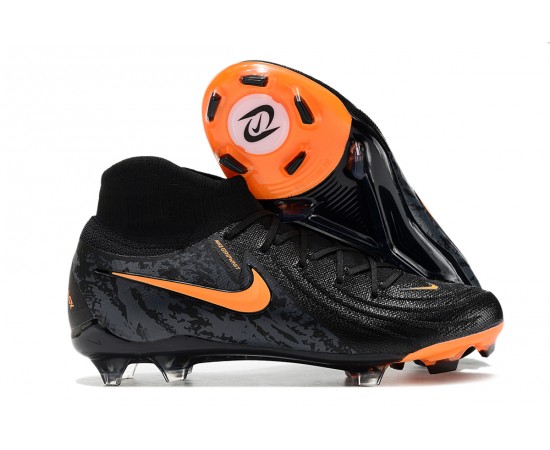 Nike Phantom Luna Elite FG High Top Soccer Cleats Black Orange For Men