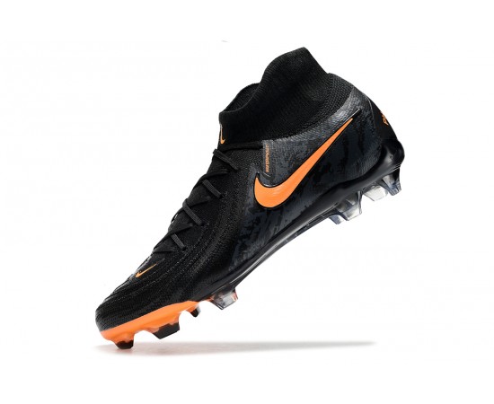 Nike Phantom Luna Elite FG High Top Soccer Cleats Black Orange For Men