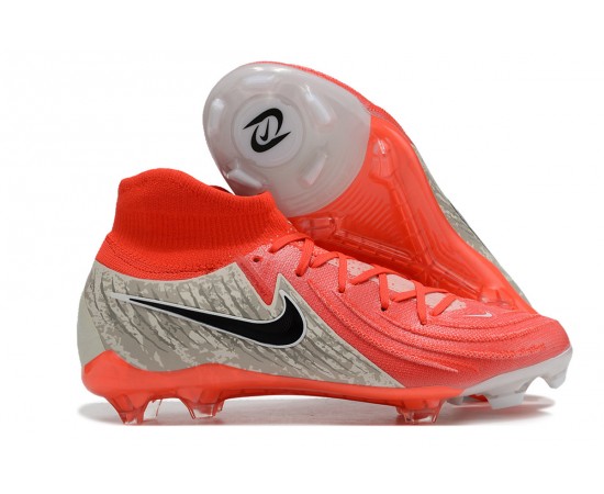 Nike Phantom Luna Elite FG High Top Soccer Cleats Red Black Grey For Men