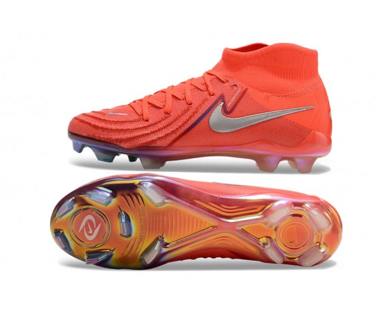 Nike Phantom Luna Elite FG High Top Soccer Cleats Red Silver For Men And Women