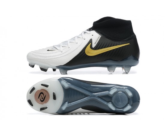 Nike Phantom Luna Elite FG High Top White Black Gold Soccer Cleats For Men And Women