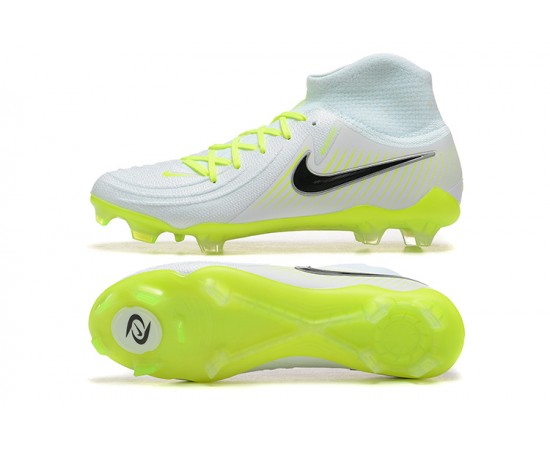 Nike Phantom Luna Elite FG High Top White Black Yellow Green Soccer Cleats For Men