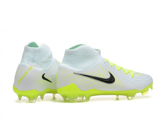 Nike Phantom Luna Elite FG High Top White Black Yellow Green Soccer Cleats For Men