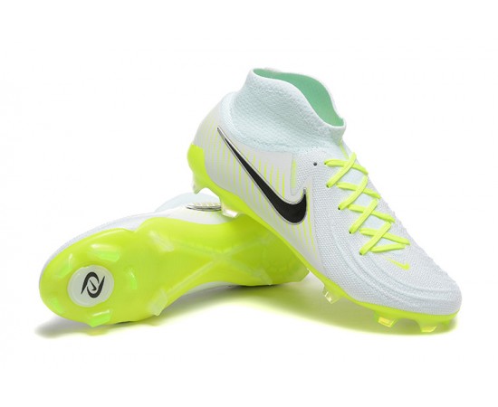 Nike Phantom Luna Elite FG High Top White Black Yellow Green Soccer Cleats For Men