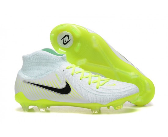 Nike Phantom Luna Elite FG High Top White Black Yellow Green Soccer Cleats For Men