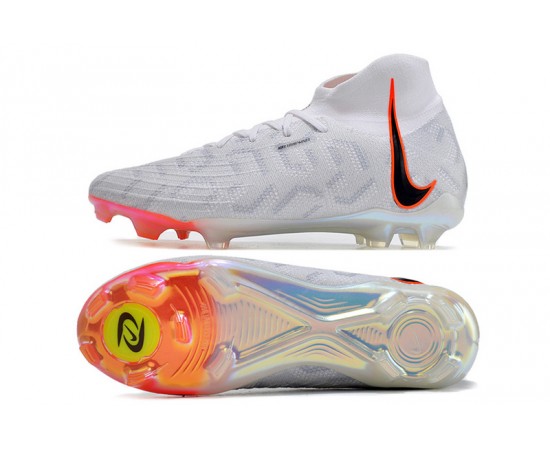 Nike Phantom Luna Elite FG High Top White Orange Soccer Cleats For Men And Women