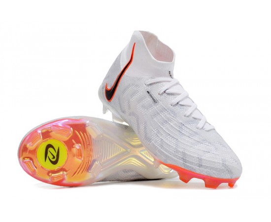 Nike Phantom Luna Elite FG High Top White Orange Soccer Cleats For Men And Women