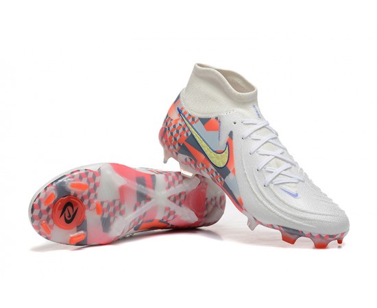 Nike Phantom Luna Elite FG High Top White Orange Soccer Cleats For Men