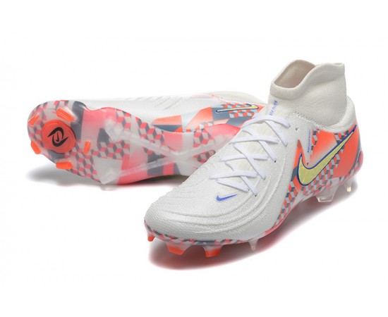 Nike Phantom Luna Elite FG High Top White Orange Soccer Cleats For Men