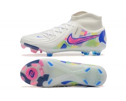 Nike Phantom Luna Elite FG High Top White Pink Blue Soccer Cleats For Men 