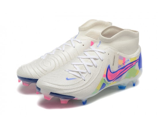 Nike Phantom Luna Elite FG High Top White Pink Blue Soccer Cleats For Men