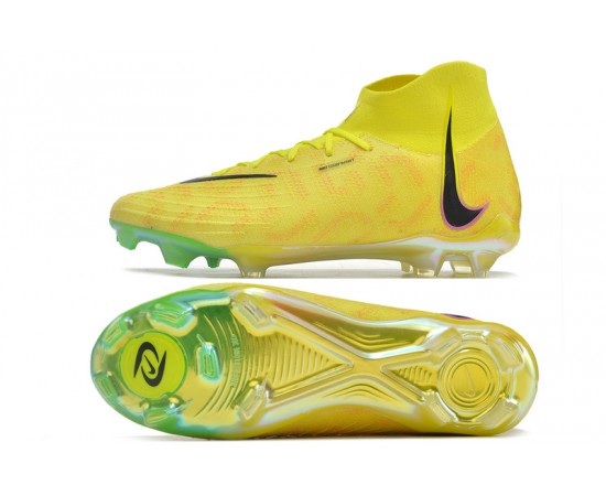 Nike Phantom Luna Elite FG High Top Yellow Black Soccer Cleats For Men And Women