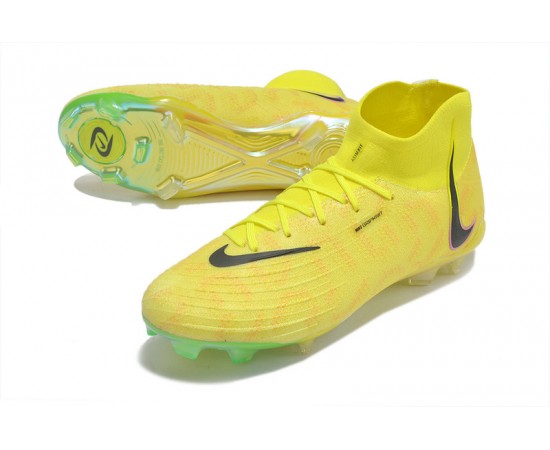 Nike Phantom Luna Elite FG High Top Yellow Black Soccer Cleats For Men And Women