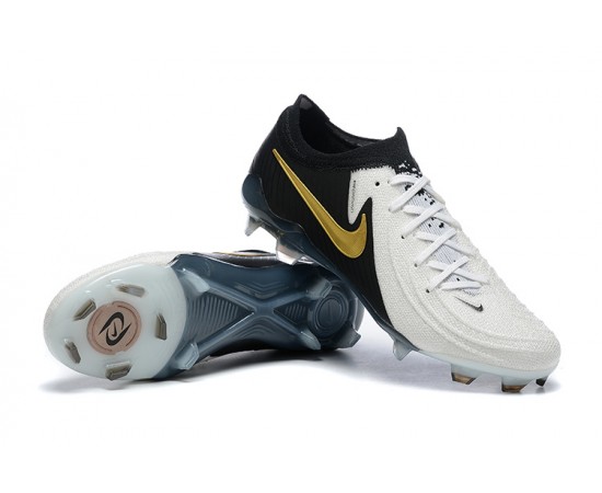 Nike Phantom Luna Elite FG Low Black Gold White Soccer Cleats For Men