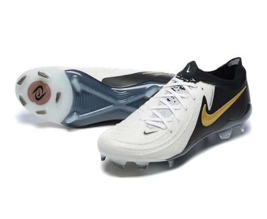 Nike Phantom Luna Elite FG Low Black Gold White Soccer Cleats For Men