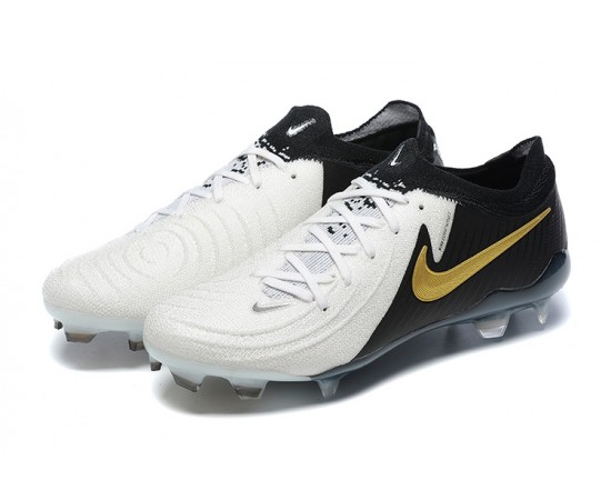 Nike Phantom Luna Elite FG Low Black Gold White Soccer Cleats For Men