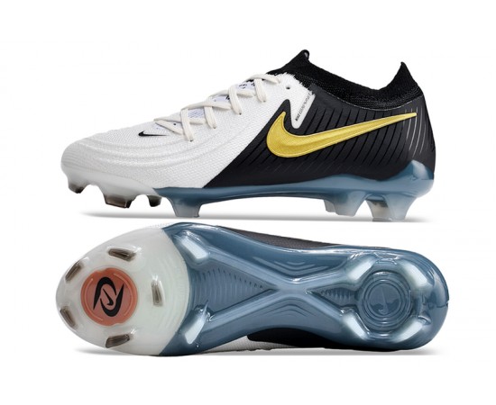 Nike Phantom Luna Elite FG Low Black White Gold Soccer Cleats For Men And Women