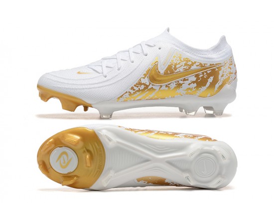 Nike Phantom Luna Elite FG Low Gold White Soccer Cleats For Men