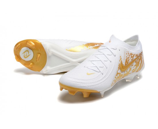 Nike Phantom Luna Elite FG Low Gold White Soccer Cleats For Men