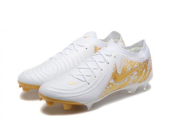 Nike Phantom Luna Elite FG Low Gold White Soccer Cleats For Men