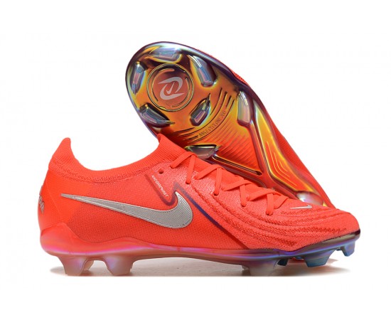 Nike Phantom Luna Elite FG Low Soccer Cleats Red Silver For Men And Women