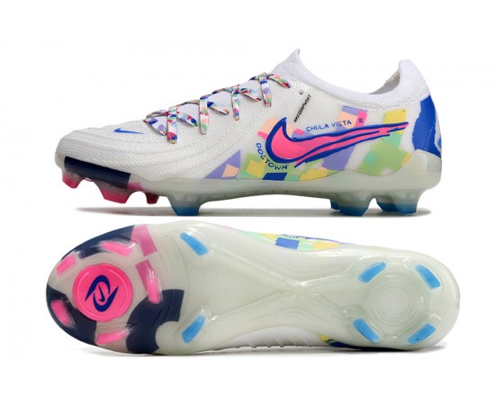 Nike Phantom Luna Elite FG Low Soccer Cleats White Purple Blue For Men And Women