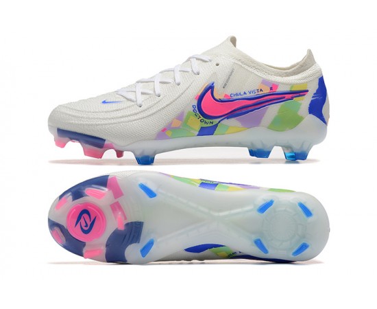 Nike Phantom Luna Elite FG Low White Blue Pink Soccer Cleats For Men