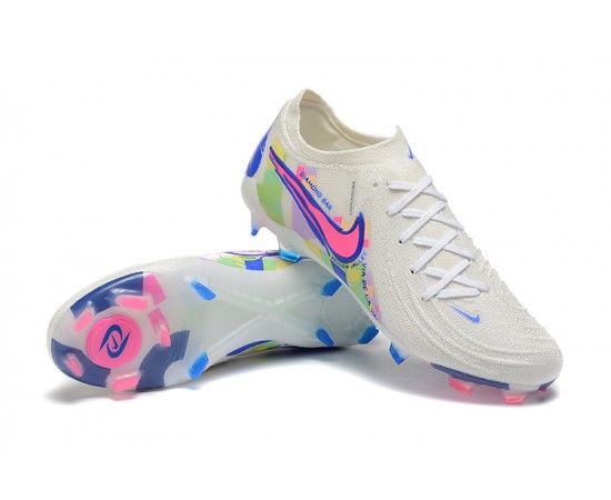 Nike Phantom Luna Elite FG Low White Blue Pink Soccer Cleats For Men