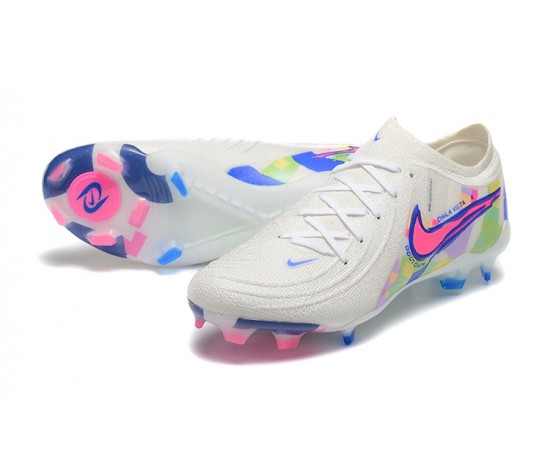 Nike Phantom Luna Elite FG Low White Blue Pink Soccer Cleats For Men