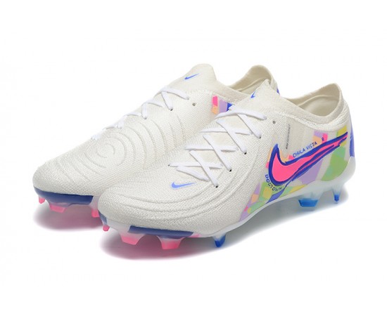 Nike Phantom Luna Elite FG Low White Blue Pink Soccer Cleats For Men