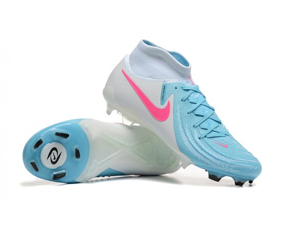 Nike Phantom Luna Elite FG Ltblue Beige Pink High Soccer Cleats For Men