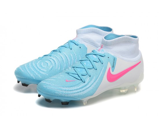 Nike Phantom Luna Elite FG Ltblue Beige Pink High Soccer Cleats For Men