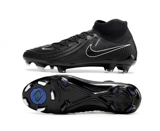 Nike Phantom Luna Elite NU FG All Black And White High Soccer Cleats For Men