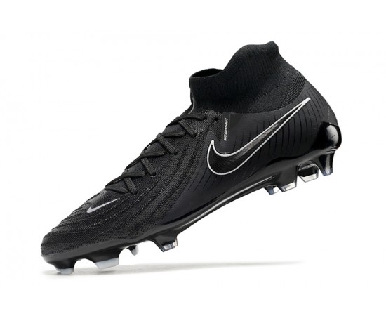 Nike Phantom Luna Elite NU FG All Black And White High Soccer Cleats For Men