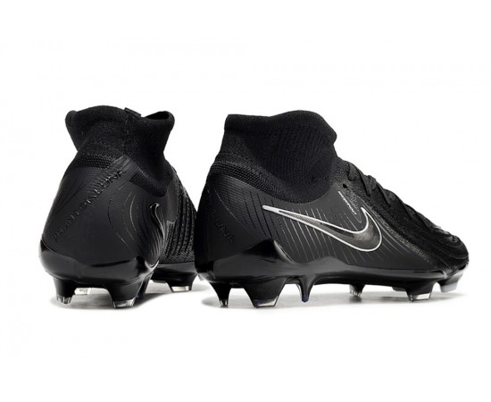 Nike Phantom Luna Elite NU FG All Black And White High Soccer Cleats For Men