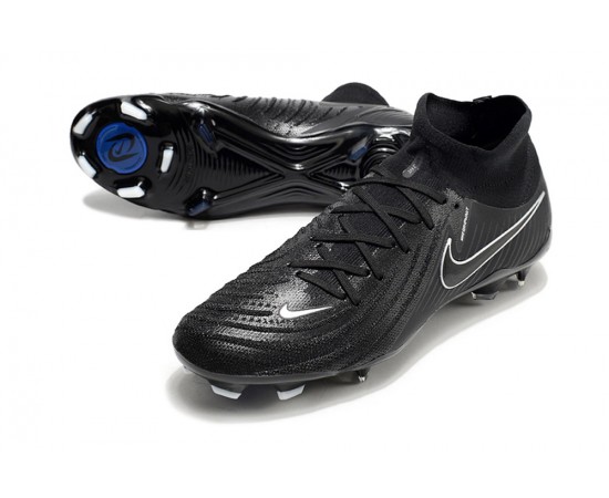 Nike Phantom Luna Elite NU FG All Black And White High Soccer Cleats For Men