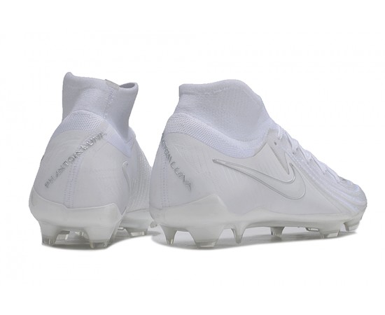 Nike Phantom Luna Elite NU FG All White High Soccer Cleats For Men