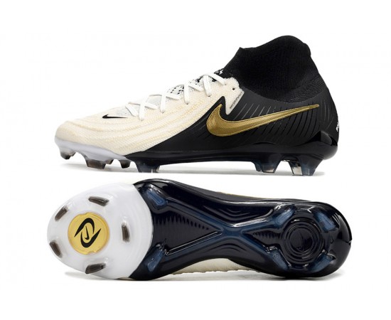 Nike Phantom Luna Elite NU FG Beige Black Gold High Soccer Cleats For Men