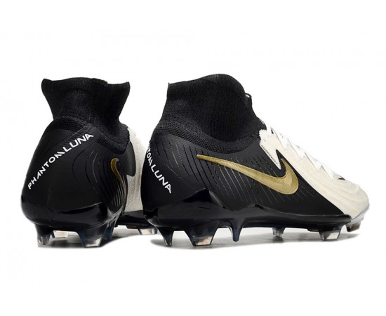 Nike Phantom Luna Elite NU FG Beige Black Gold High Soccer Cleats For Men