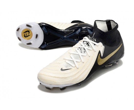 Nike Phantom Luna Elite NU FG Beige Black Gold High Soccer Cleats For Men