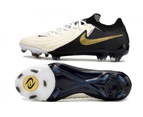 Nike Phantom Luna Elite NU FG Beige Gold Black Low Soccer Cleats For Men