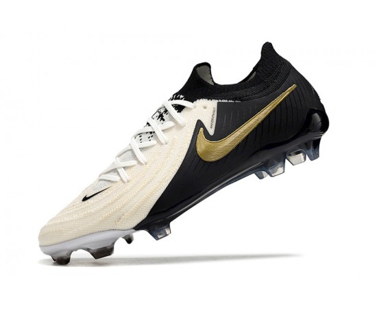 Nike Phantom Luna Elite NU FG Beige Gold Black Low Soccer Cleats For Men