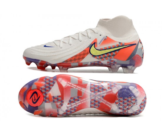 Nike Phantom Luna Elite NU FG Beige Yellow Orange High Soccer Cleats For Men