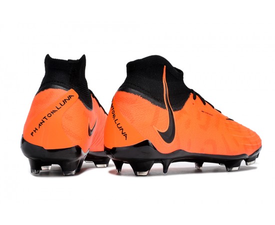 Nike Phantom Luna Elite NU FG Black Orange High Soccer Cleats For Men