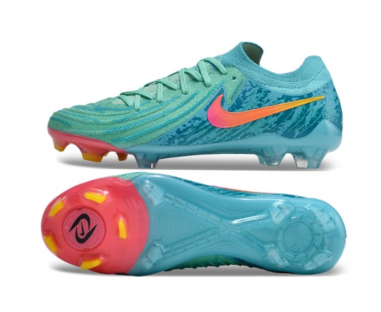 Nike Phantom Luna Elite NU FG Green Ltblue Pink Low Soccer Cleats For Men